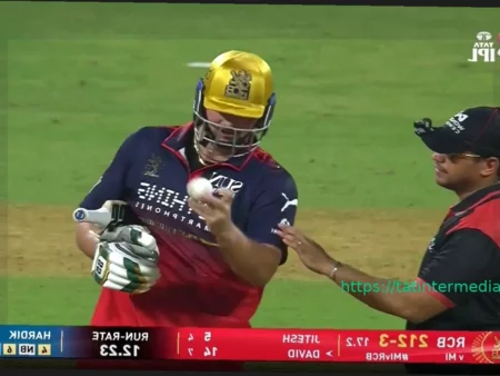 Тим Дэвид выразил сомнение в форме мяча и получил предупреждение в матче MI против RCB